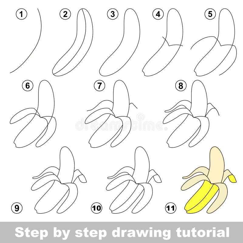 Tutorial Del Dibujo Plátano Ilustración del Vector - Ilustración de dulce,  maduro: 79673810