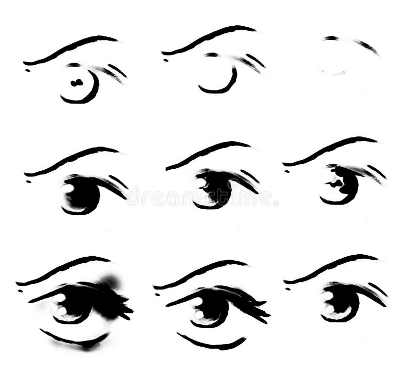 Tutorial of Drawing Human Eye. Eye in Anime Style. Female Eyelashes
