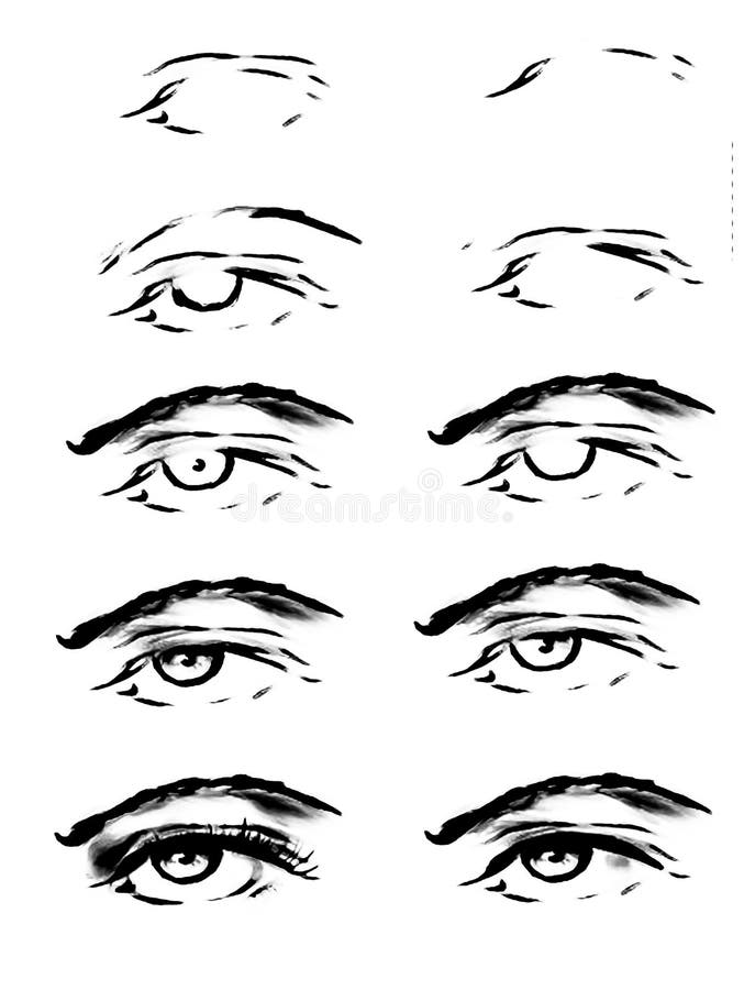 How To Sketch Anime Eyes, Step by Step, Drawing Guide, by