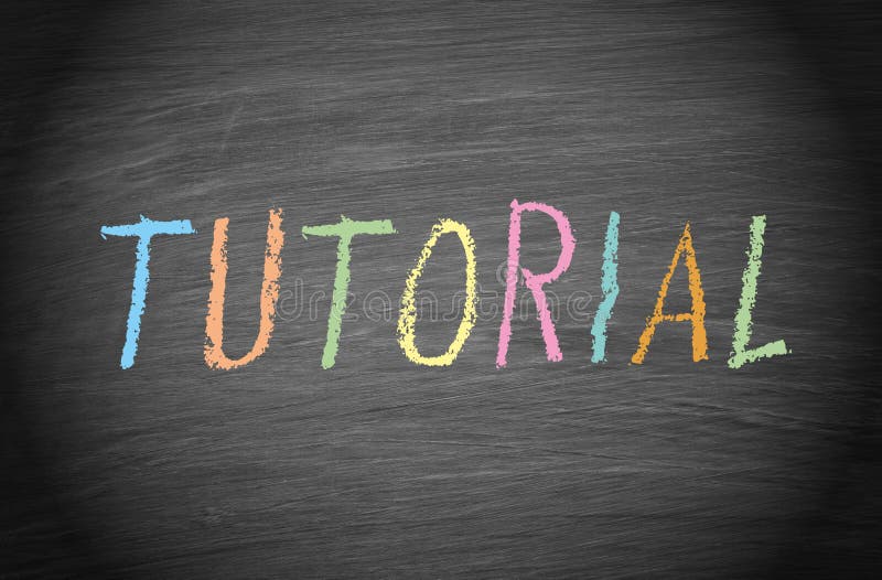 The word tutorial written in uppercase letters, in alternating colored chalk, on a blackboard. The word tutorial written in uppercase letters, in alternating colored chalk, on a blackboard.