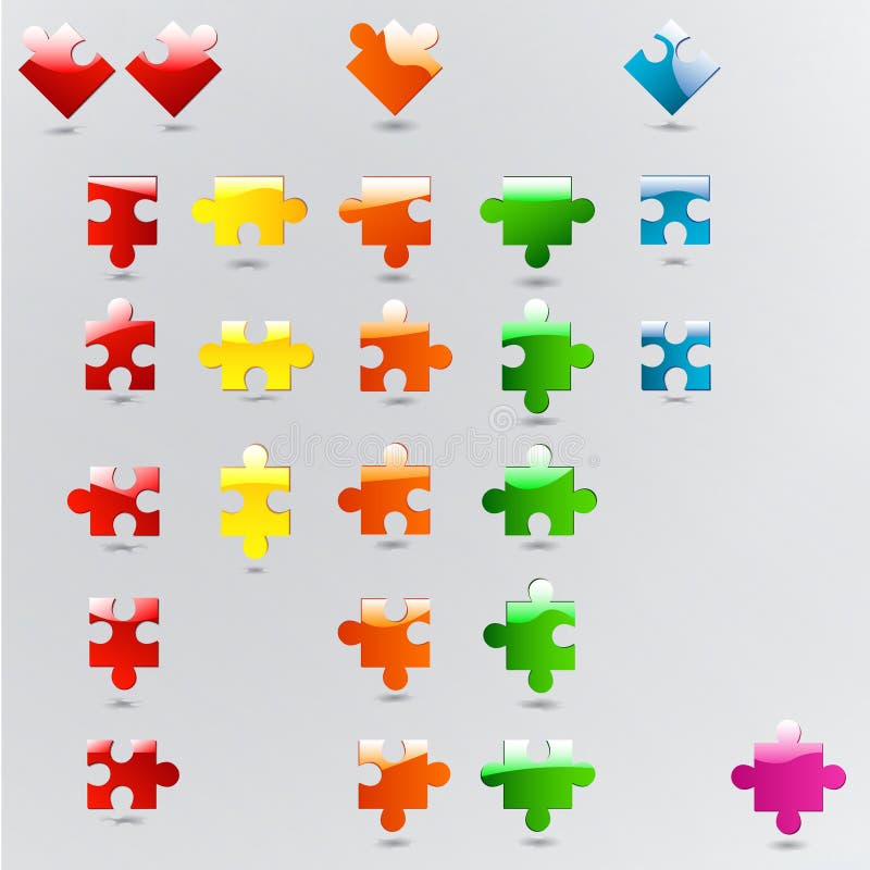 Tutte le forme possibili del puzzle collega nei colori differenti