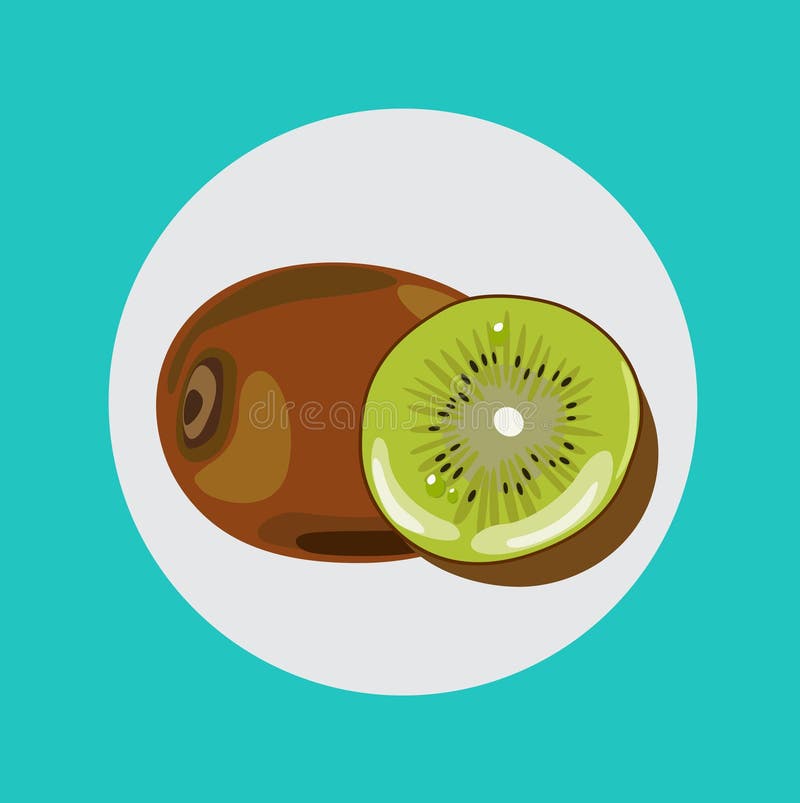 Tutto e metà di progettazione piana del kiwi illustrazione vettoriale