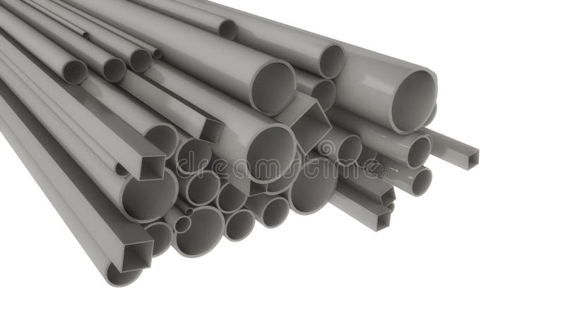 3d render. Metal pipes of different shapes and sizes. 3d render. Metal pipes of different shapes and sizes