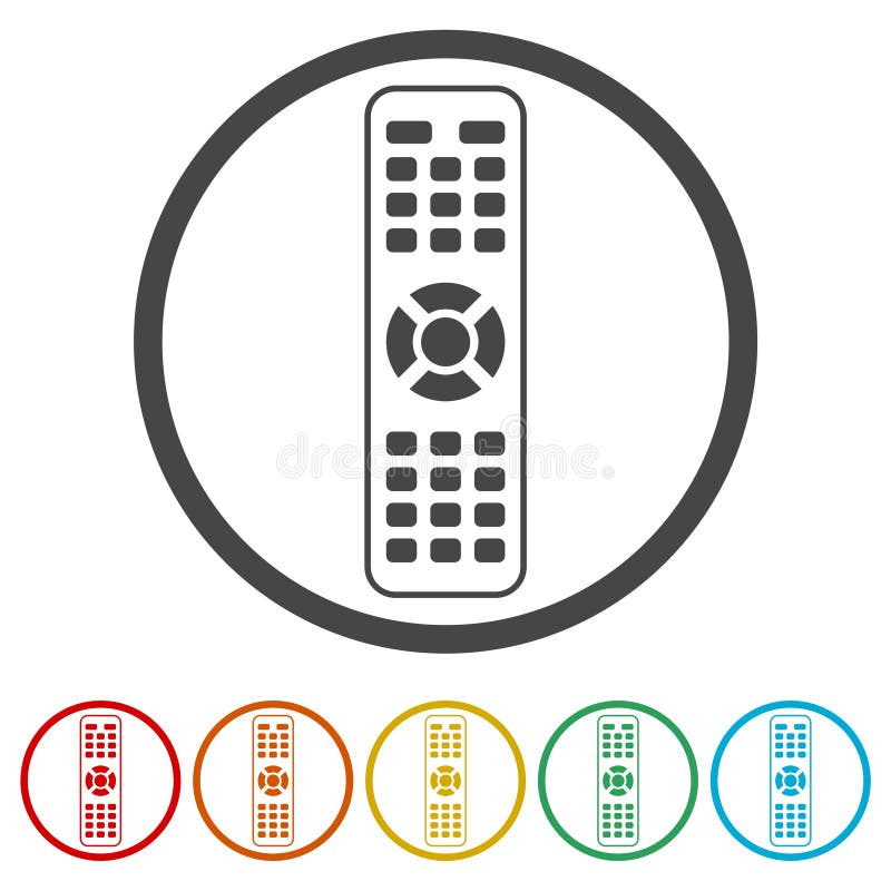 TV-afstandsbedieningpictogram, 6 Inbegrepen Kleuren vector illustratie TV-afstandsbedieningpictogram, 6 Inbegrepen Kleuren vector illustratie