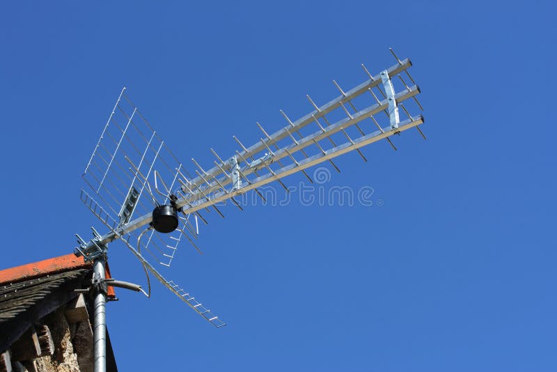 Digital Terrestrial Television DTT Antenna With Blue Sky In The