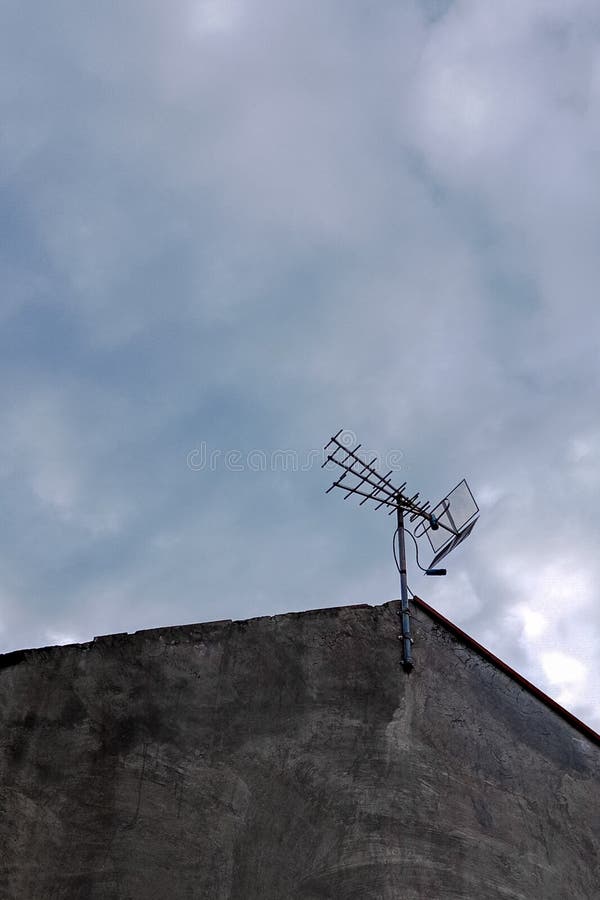 TV Antenna Mounted on the Wall of the House Stock Image Image of