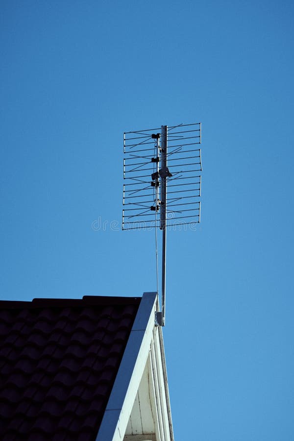 TVantenna on the roof stock image. Image of signals 242701603
