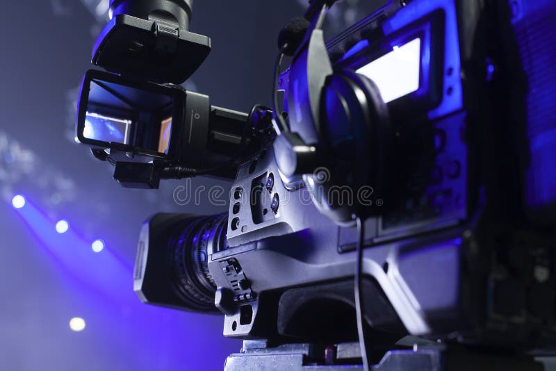 Tv Camera in a Concert Hal. Professional Digital Video Camera. Stock