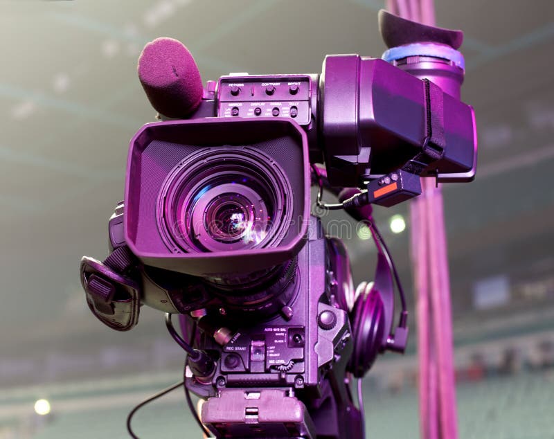 Tv Camera in a Concert Hal. Professional Digital Video Camera. Stock