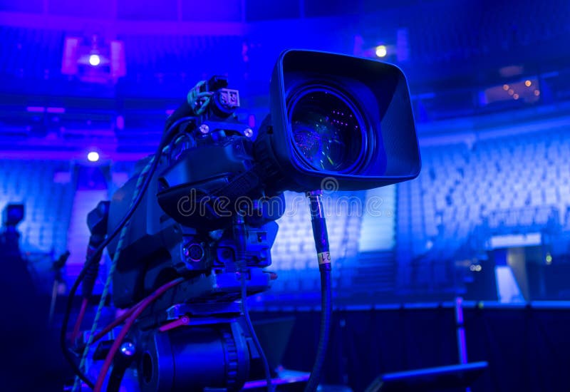 Tv Camera in a Concert Hall. Digital TV Camera Stock Photo Image of