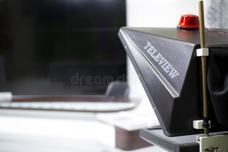 TV Camera in the Studio. Teleprompter and Professional Highdefinition