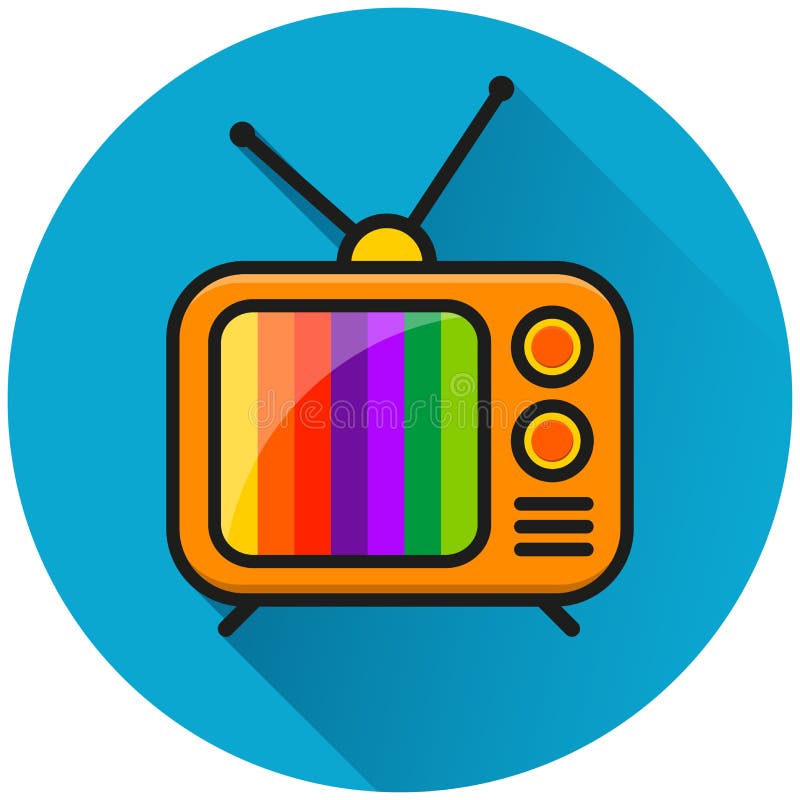 Tv Circle Blue Icon Concept Stock Vector Illustration of media