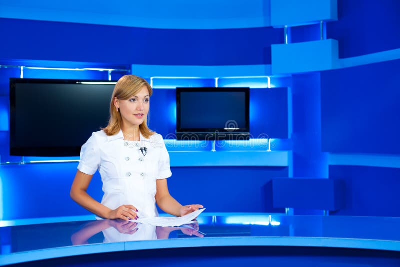 Tv för newscasterstudiotelevision