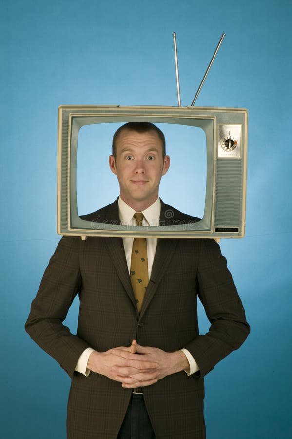 TV Head stock photo. Image of suit, laughter, antique 9261722