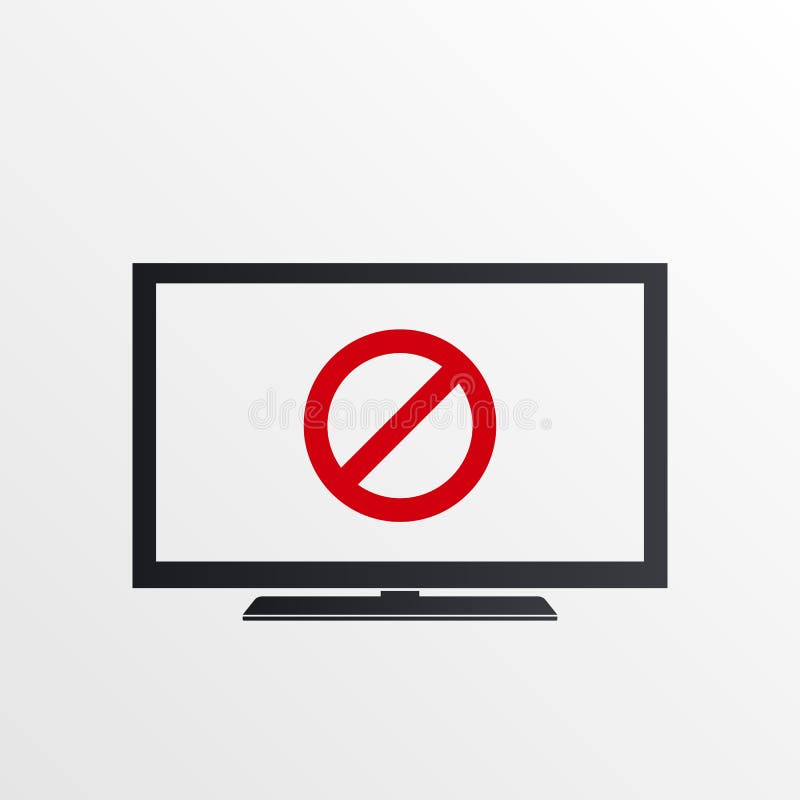 TV icon with not allowed sign. TV icon and block, forbidden, prohibit symbol