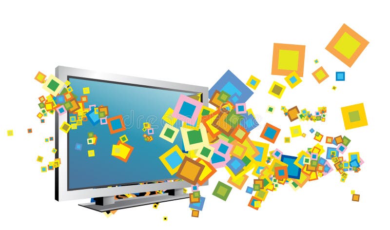 Tv and sqare illustration done in illustrator. Lcd tv vector vectors