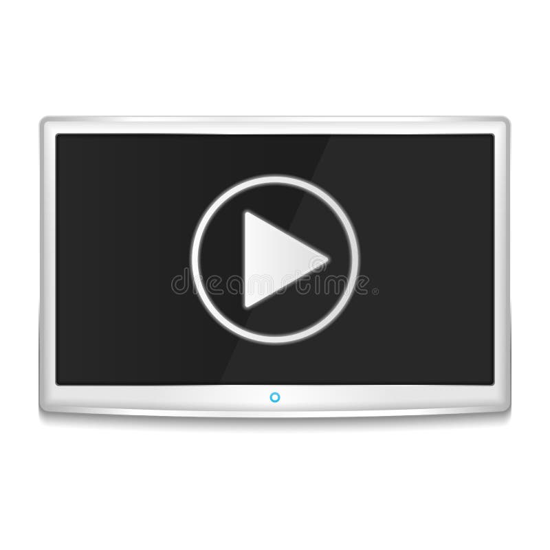 White TV with play button, vector eps10 illustration. White TV with play button, vector eps10 illustration