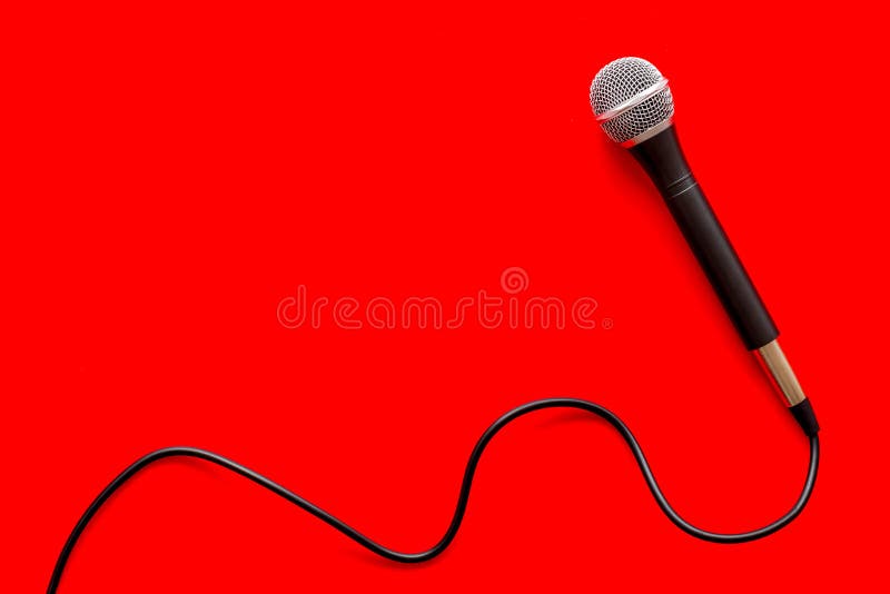 Download TV News Concept. Microphone On Red Background Top-down Copy Space Stock Illustration ...