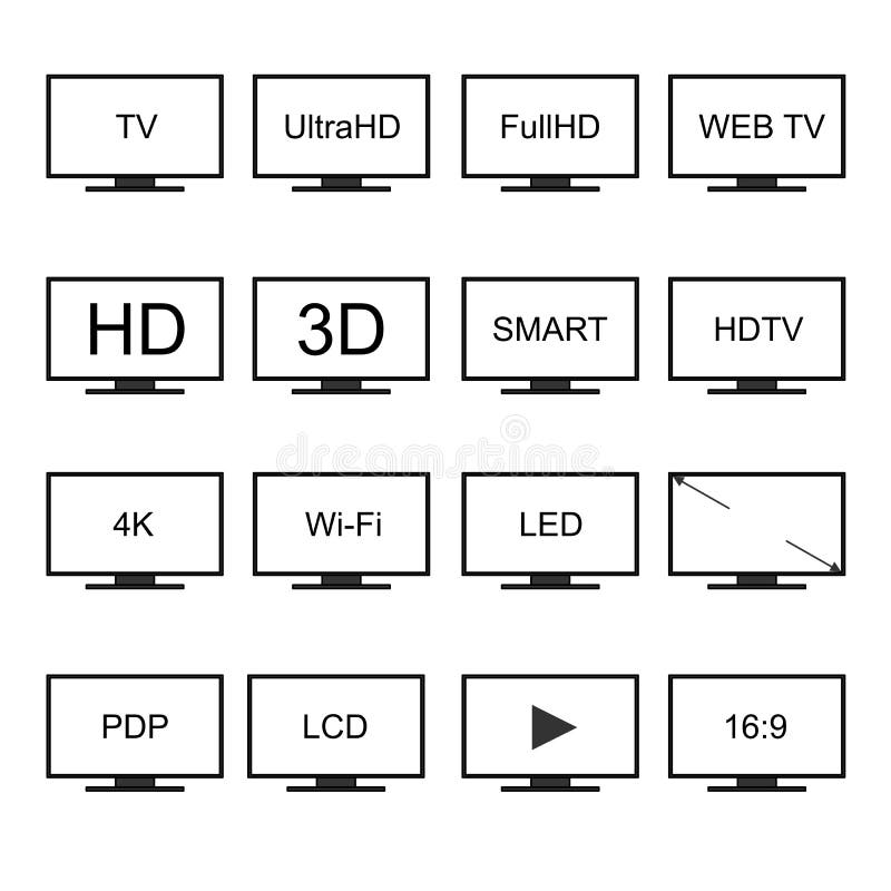 TV-pictogrammen vectorreeks royalty-vrije illustratie TV-pictogrammen vectorreeks royalty-vrije illustratie
