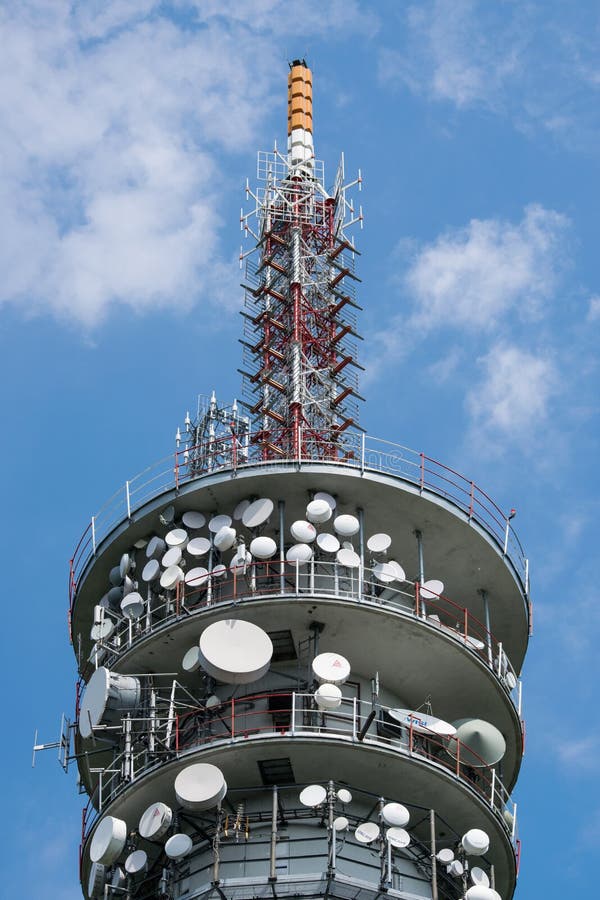 TV and Radio Broadcasting Transmitter Outside Big Editorial Stock Image
