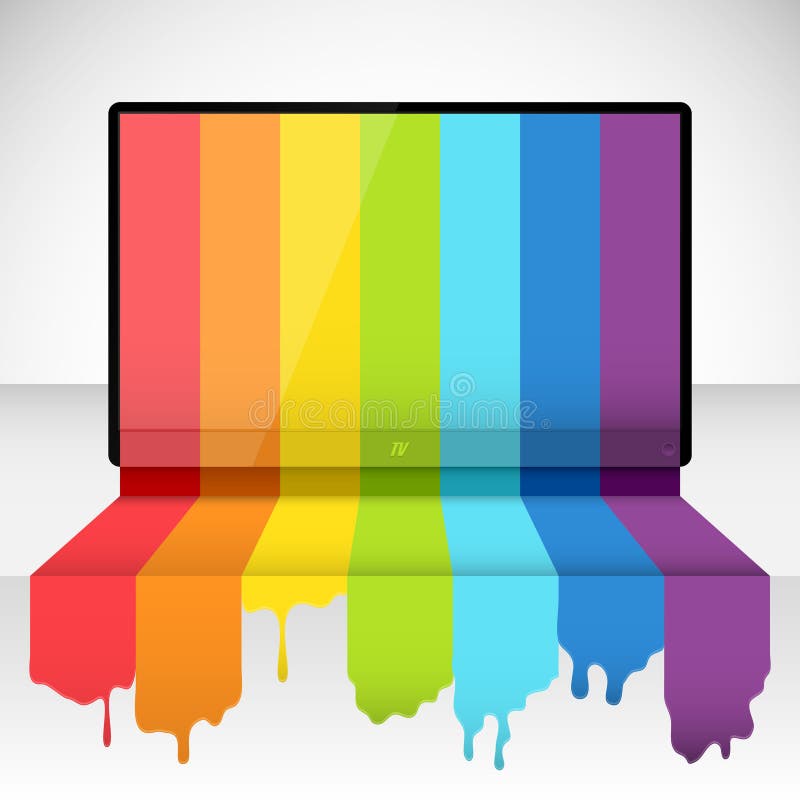 Tv with rainbow paint royalty free illustration