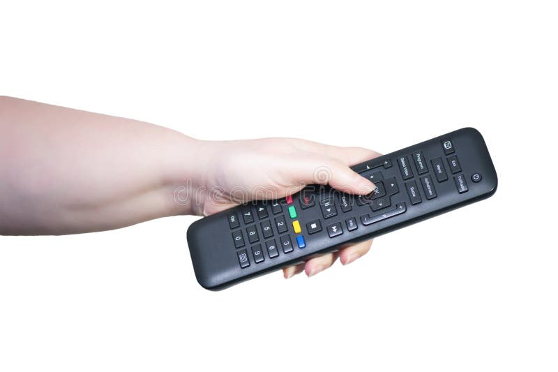TV remote control in hand stock image. Image of entertainment 123923183