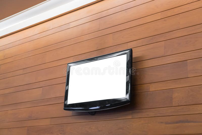 TV screen on wall . stock image. Image of concrete, flat 77108279