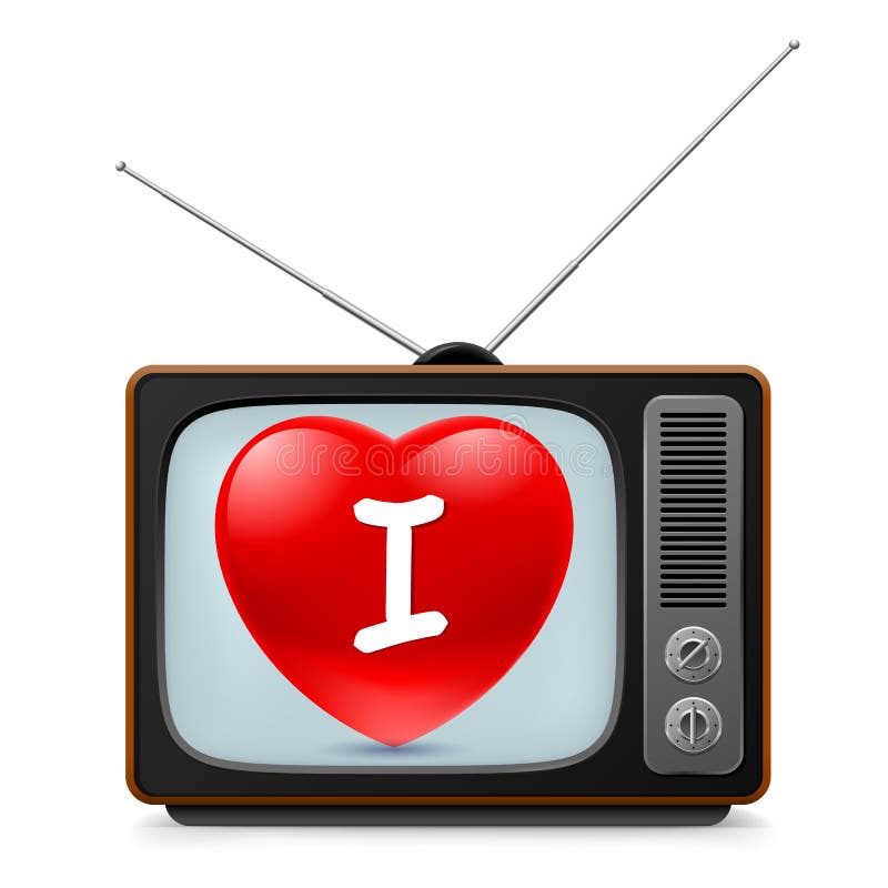 TV set with Heart stock vector. Illustration of computer 23609731