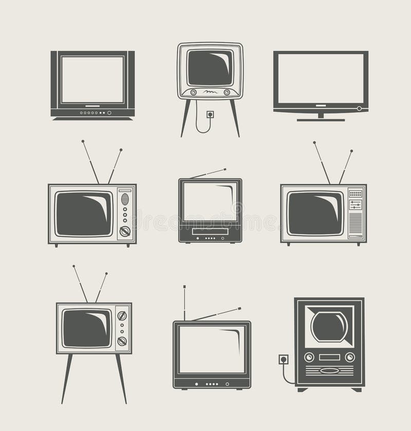 Tv set icon new and vintage vector illustration. Lcd tv vector vectors