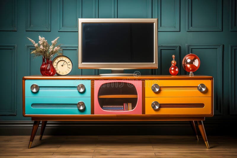 TV Stand Against the Wall, Modern Design Stock Illustration