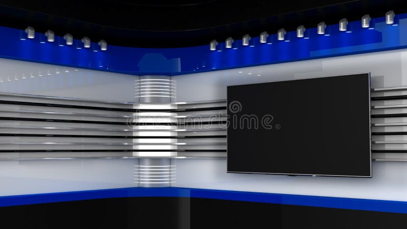 Tv Studio. Blue Studio. Backdrop for TV Shows .TV on Wall Stock  Illustration - Illustration of news, cyberspace: 89750759