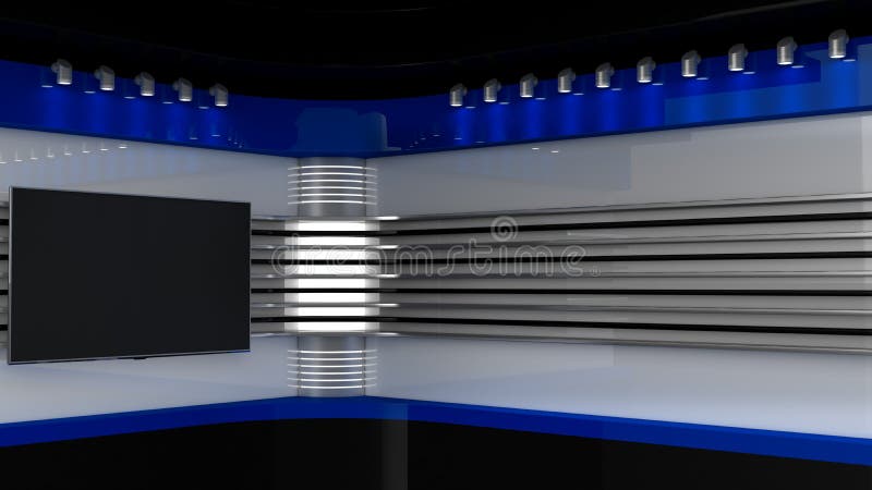 Tv Studio Blue Studio Blue Backdrop News Studio Stock Illustration Illustration Of Curve Broadcasting