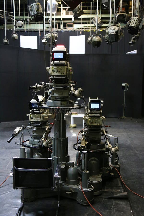TV studio with camera and lights stock images TV studio with camera and lights stock images