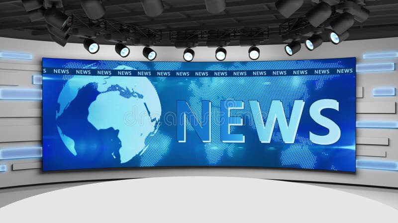 Tv Studio. News Room. Blye and Red Background. General and Close-up Shot. News  Studio. Studio Background. Newsroom Stock Illustration - Illustration of  television, stage: 220337710