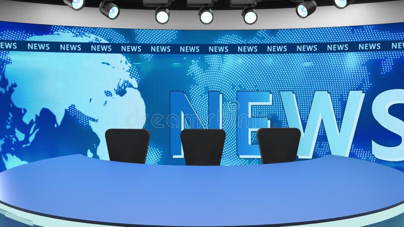 Tv Studio. News Room. Blye and Red Background. General and Close-up Shot.  News Studio. Studio Background. Newsroom Stock Illustration - Illustration  of station, television: 220337797