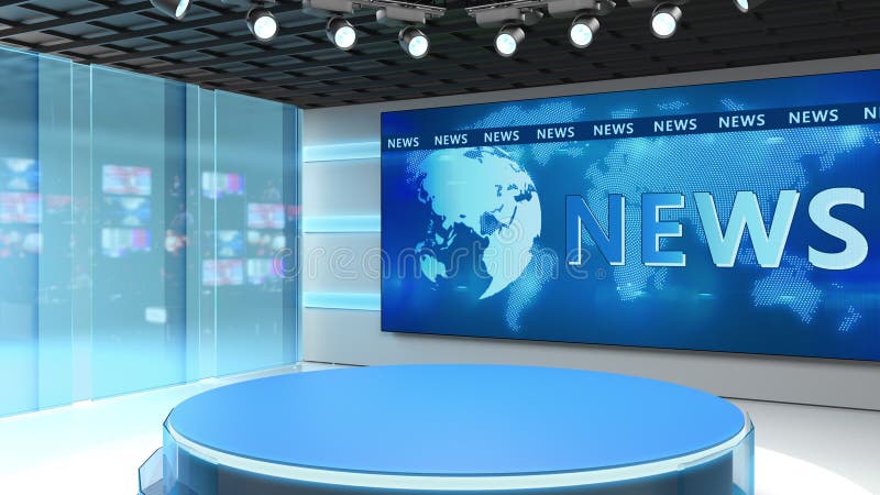 Tv Studio. News Room. Blye and Red Background. General and Close-up Shot.  News Studio. Studio Background. Newsroom Stock Illustration - Illustration  of broadcast, technology: 220337831