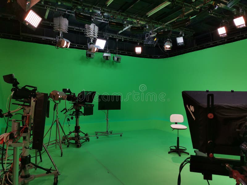 TV studio with specific devices