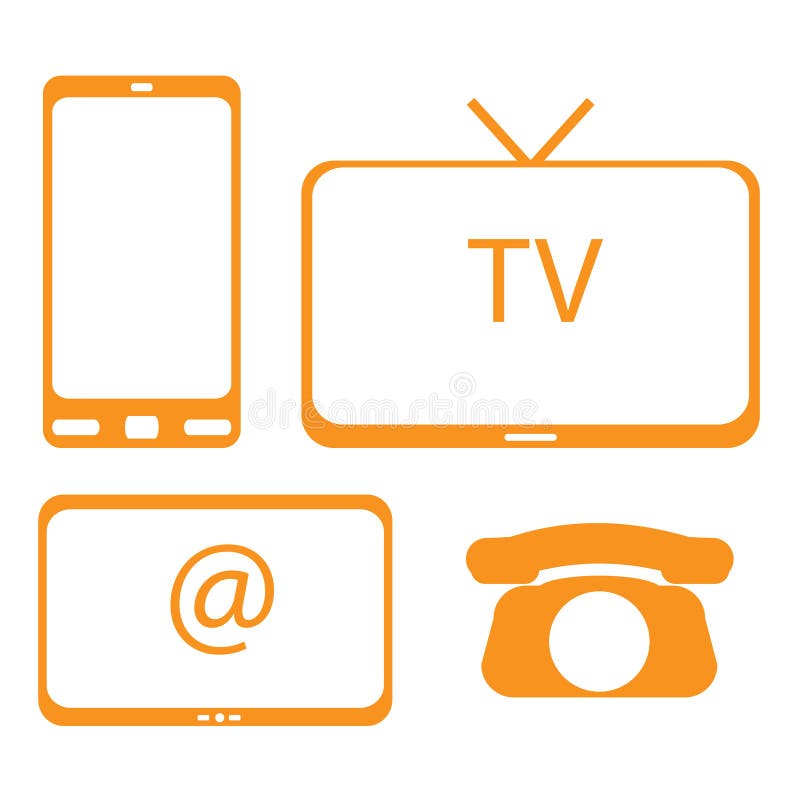 TV, teléfono móvil, Internet y teléfono de casa stock de ilustración TV, teléfono móvil, Internet y teléfono de casa stock de ilustración