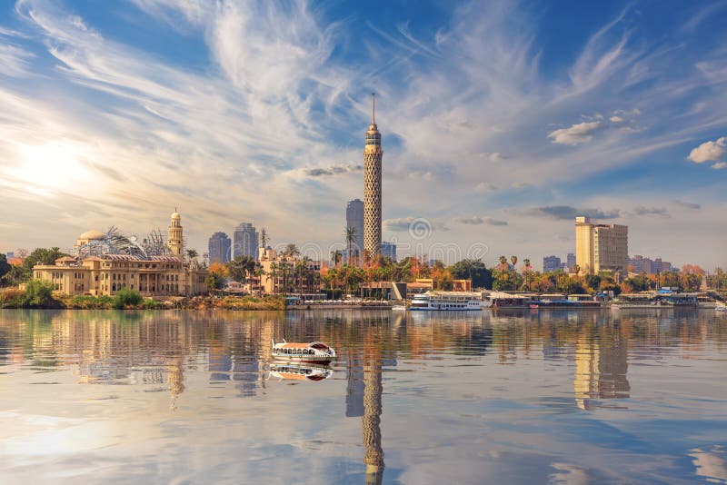 TV Tower and Cairo downtown on the Nile, Egypt