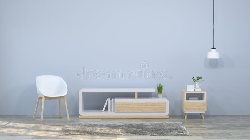 Tv Wood Cabinet,chair,hanging Lamps,furniture in Modern Empty Room 3d  Illustration Home Designs,background Shelves and Books on Th Stock  Illustration - Illustration of real, atmosphere: 123617048