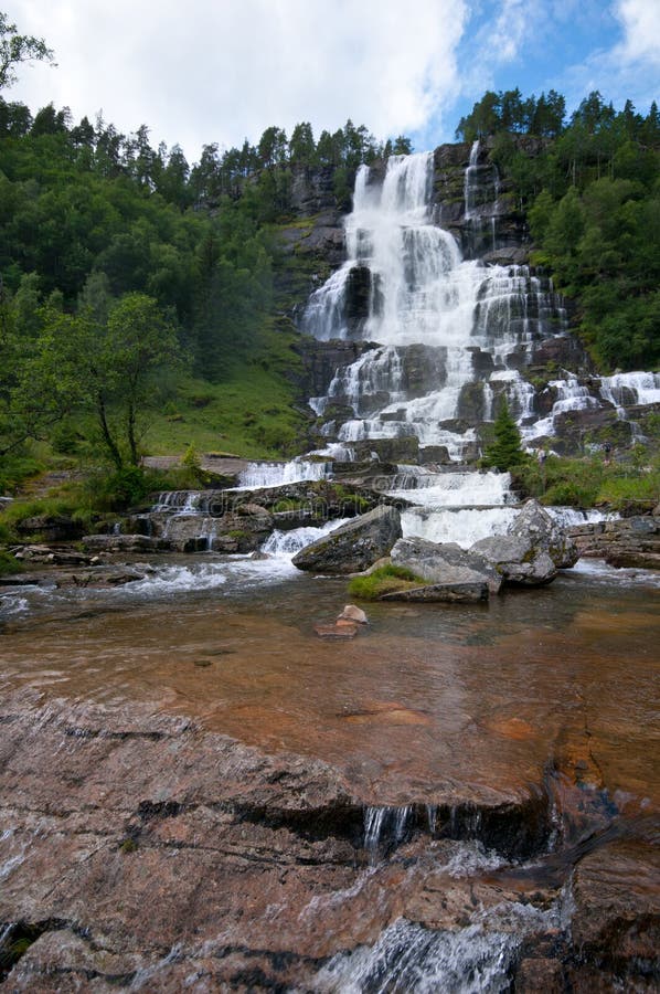 Tvindefossen Waterfall, Norway Stock Image - Image of ...