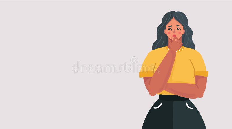 Tvivelaktigt ung kvinna vektor illustrationer Tvivelaktigt ung kvinna vektor illustrationer