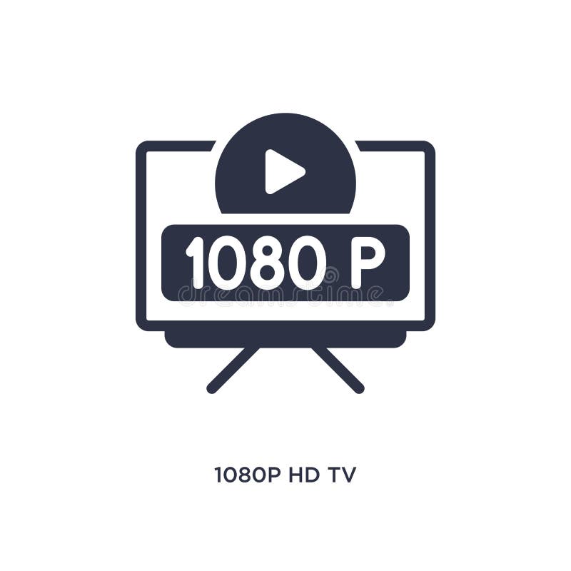 Tvsymbol för hd 1080p på vit bakgrund Enkel beståndsdelillustration från biobegrepp royaltyfri illustrationer