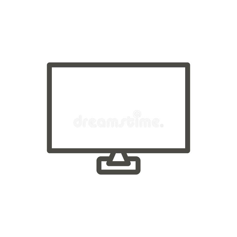 TVsymbolsvektor Översiktsskärm, linje bildskärmsymbol vektor illustrationer