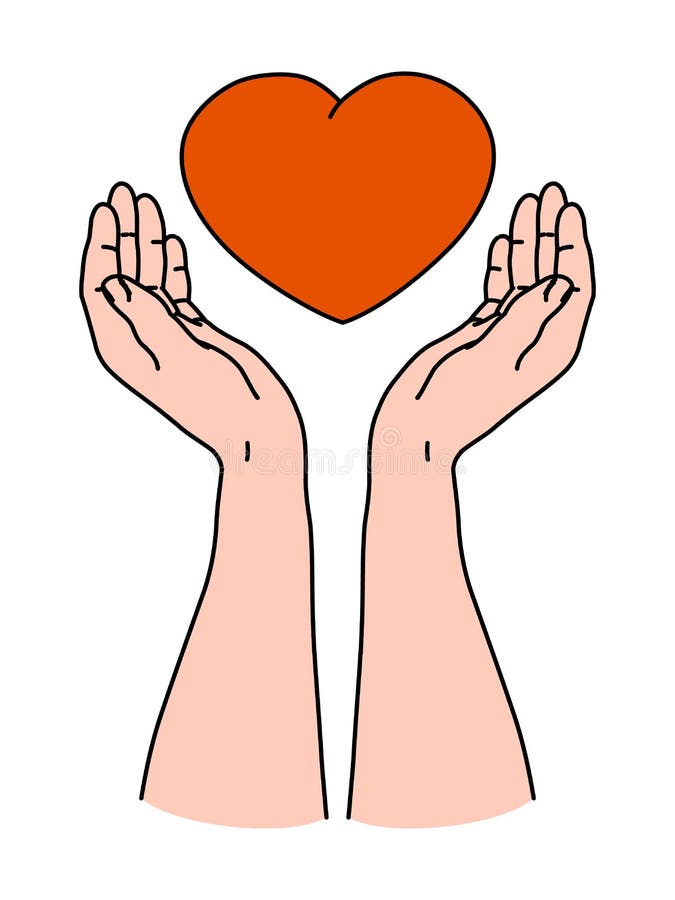 Två händer som rymmer röd hjärtaform som symbol av att ge förälskelse för Valentine Card stock illustrationer Två händer som rymmer röd hjärtaform som symbol av att ge förälskelse för Valentine Card stock illustrationer