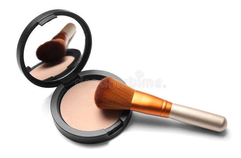 Twarz proszek z makeup muśnięciem zdjęcie royalty free Twarz proszek z makeup muśnięciem zdjęcie royalty free