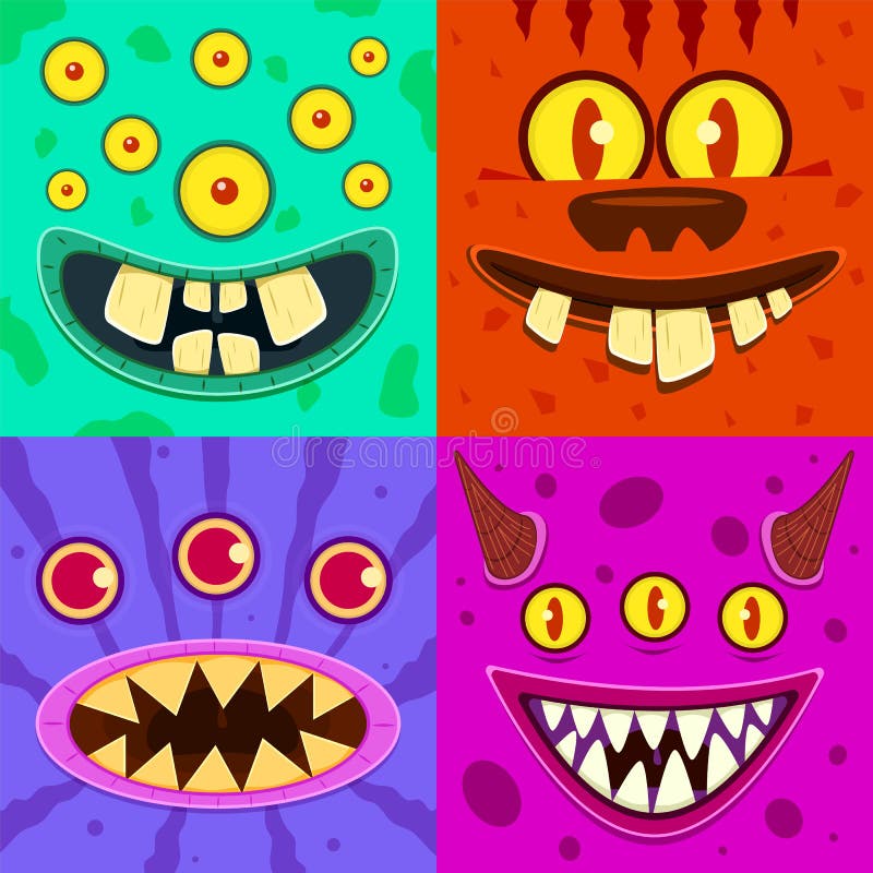 Twarze potwora Słodki, zwariowany goblin i ślinisty gremlin, przerażający obcy Halloween zabawne trolle, kreskówka zombie head royalty ilustracja Twarze potwora Słodki, zwariowany goblin i ślinisty gremlin, przerażający obcy Halloween zabawne trolle, kreskówka zombie head royalty ilustracja