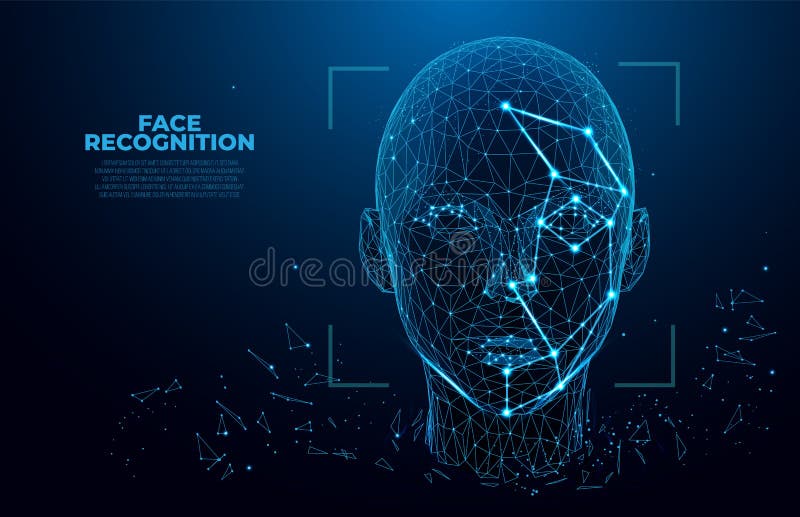 Twarzowego rozpoznania systemu pojęcie Twarzy rozpoznanie 3D skanerowanie Twarzy ID Wektorowy wireframe pojęcie Biometryczny skan ilustracja wektor