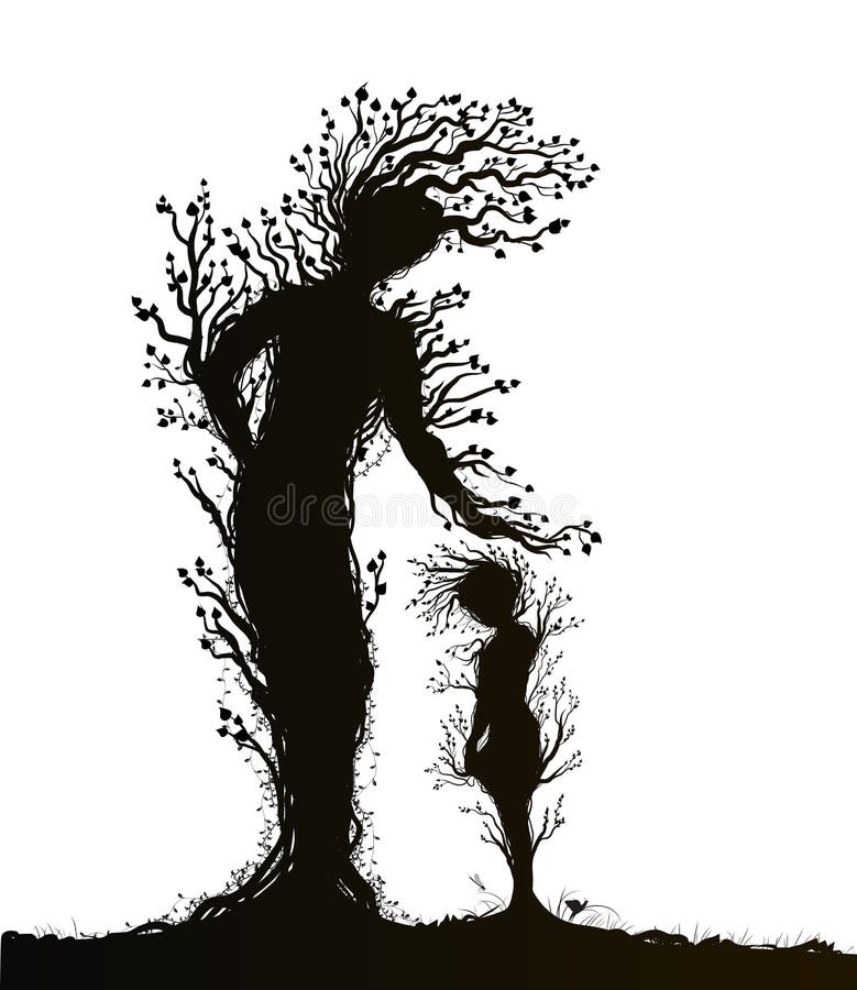 Twee boomsilhouetten royalty-vrije illustratie Twee boomsilhouetten royalty-vrije illustratie