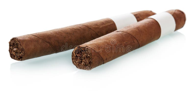 Two cuban cigars isolated on white background. Two cuban cigars isolated on white background